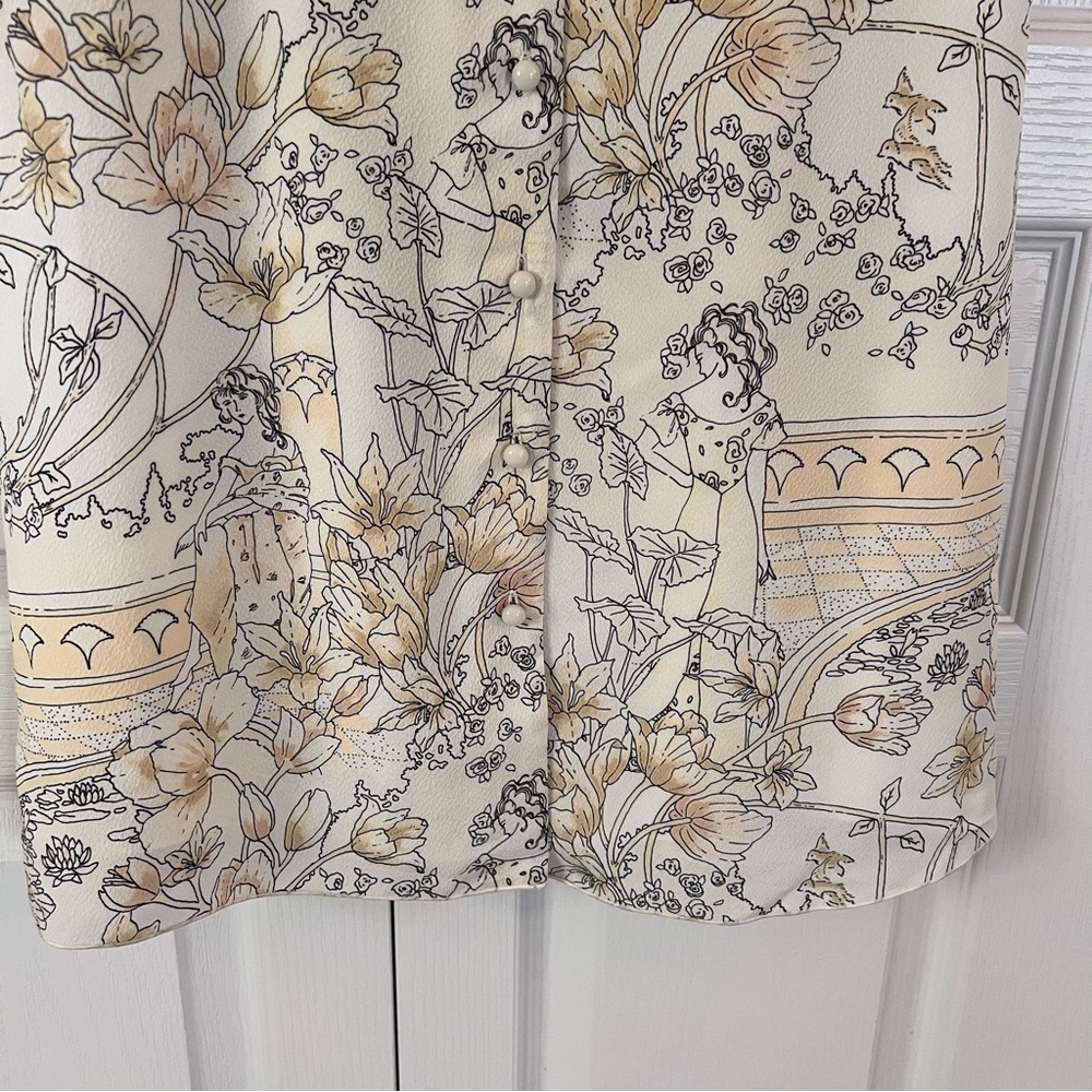 Aritzia Wilfred Nazaire Antique Pattern Mini Dress Yellow White Black Size US 6 - Picture 11 of 17